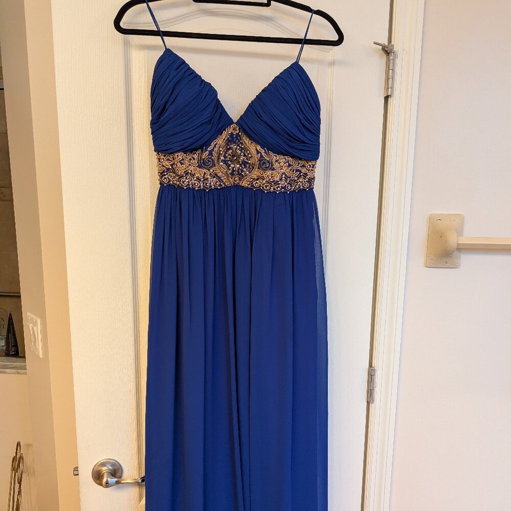 Blue floor length dress